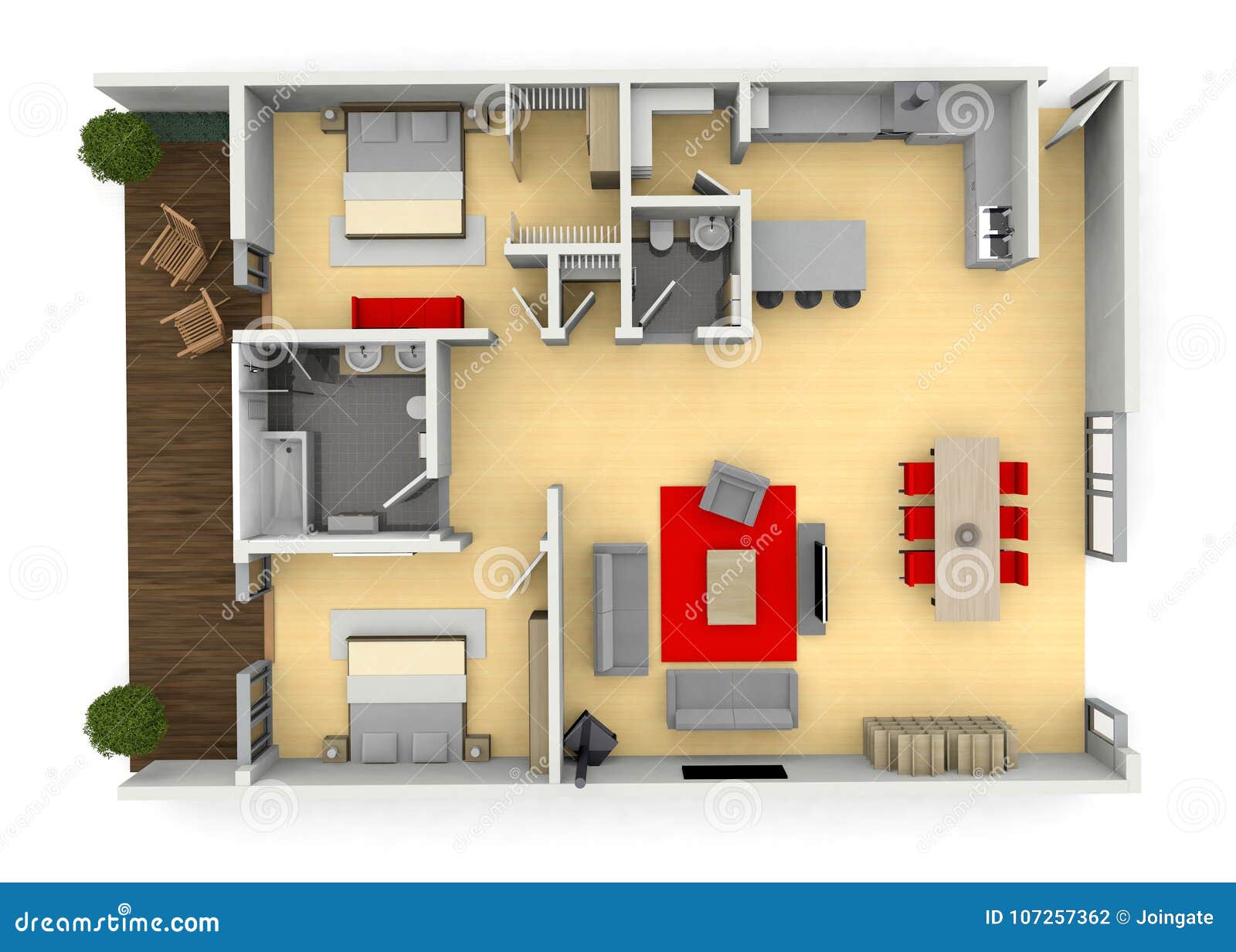 3d Cgi Birds Eye View Floorplan Of A Modern House Stock