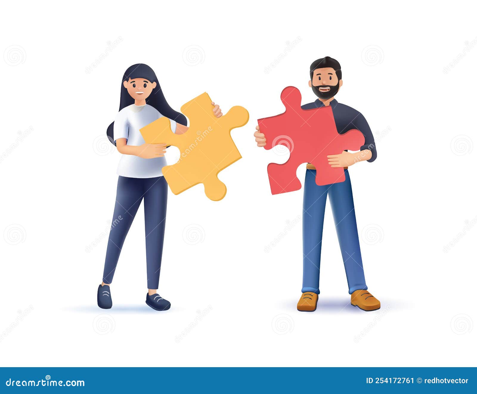 3D Character Business Illustration Vector. Team Metaphor, Cooperation ...