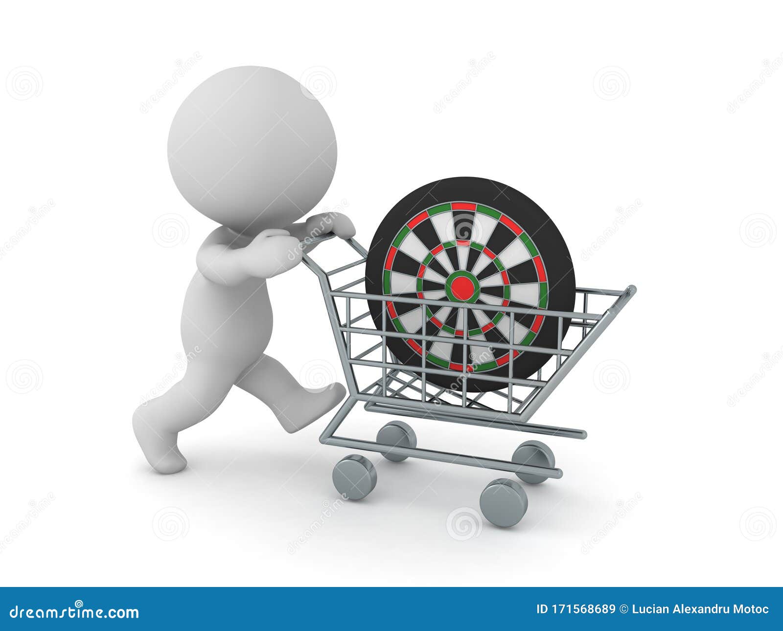 3D Character Buying Darts Target Stock Illustration Illustration of