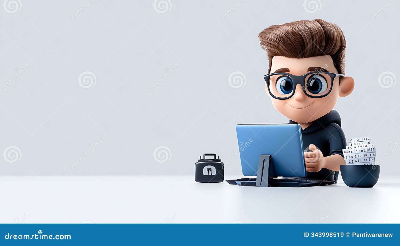 3d character of cryptographer analyzing data