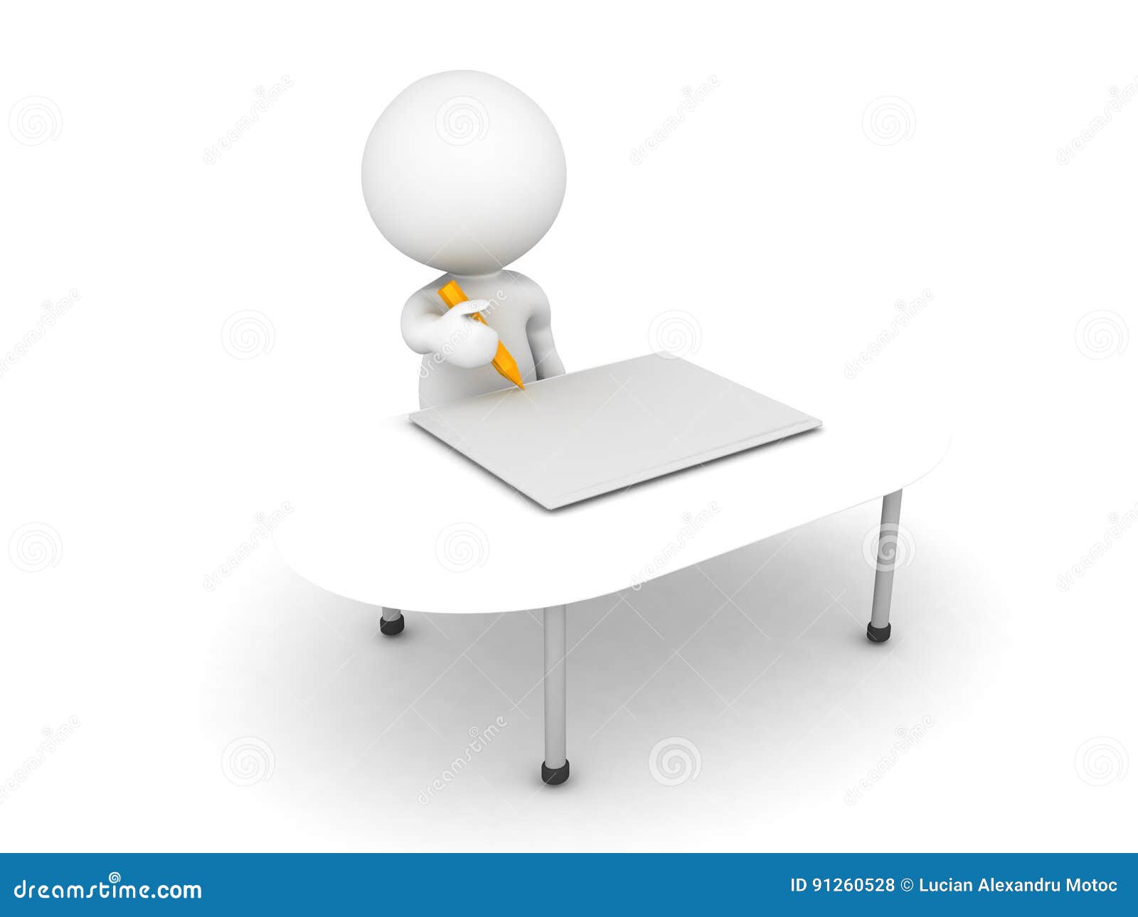 3d Character Drawing On A Table Stock Illustration Illustration