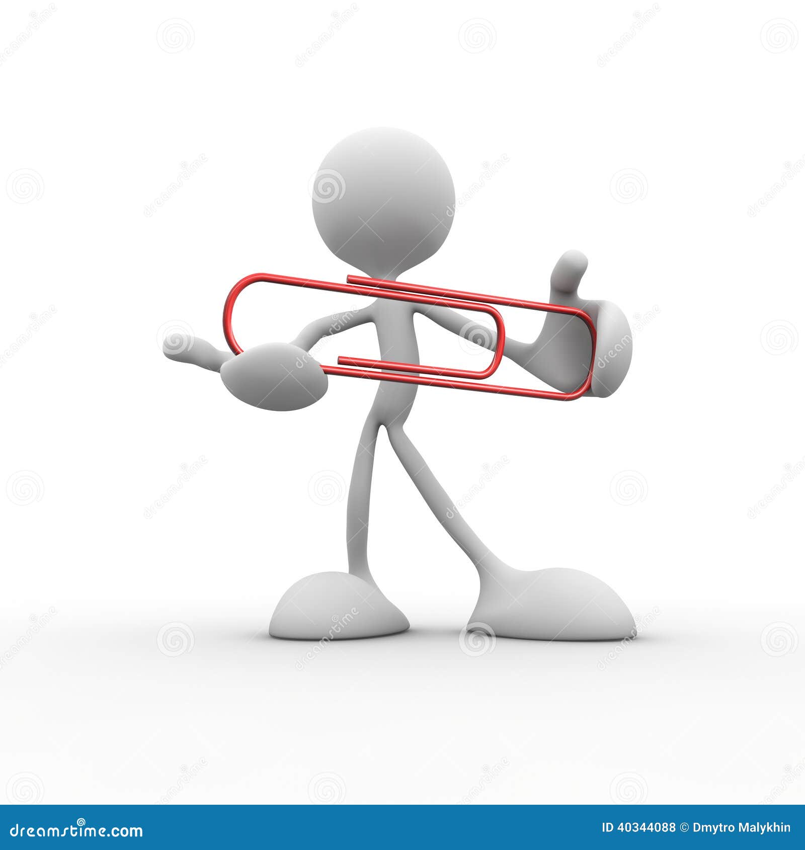 3d Character Keeps Paperclip into Hands of Stock Illustration