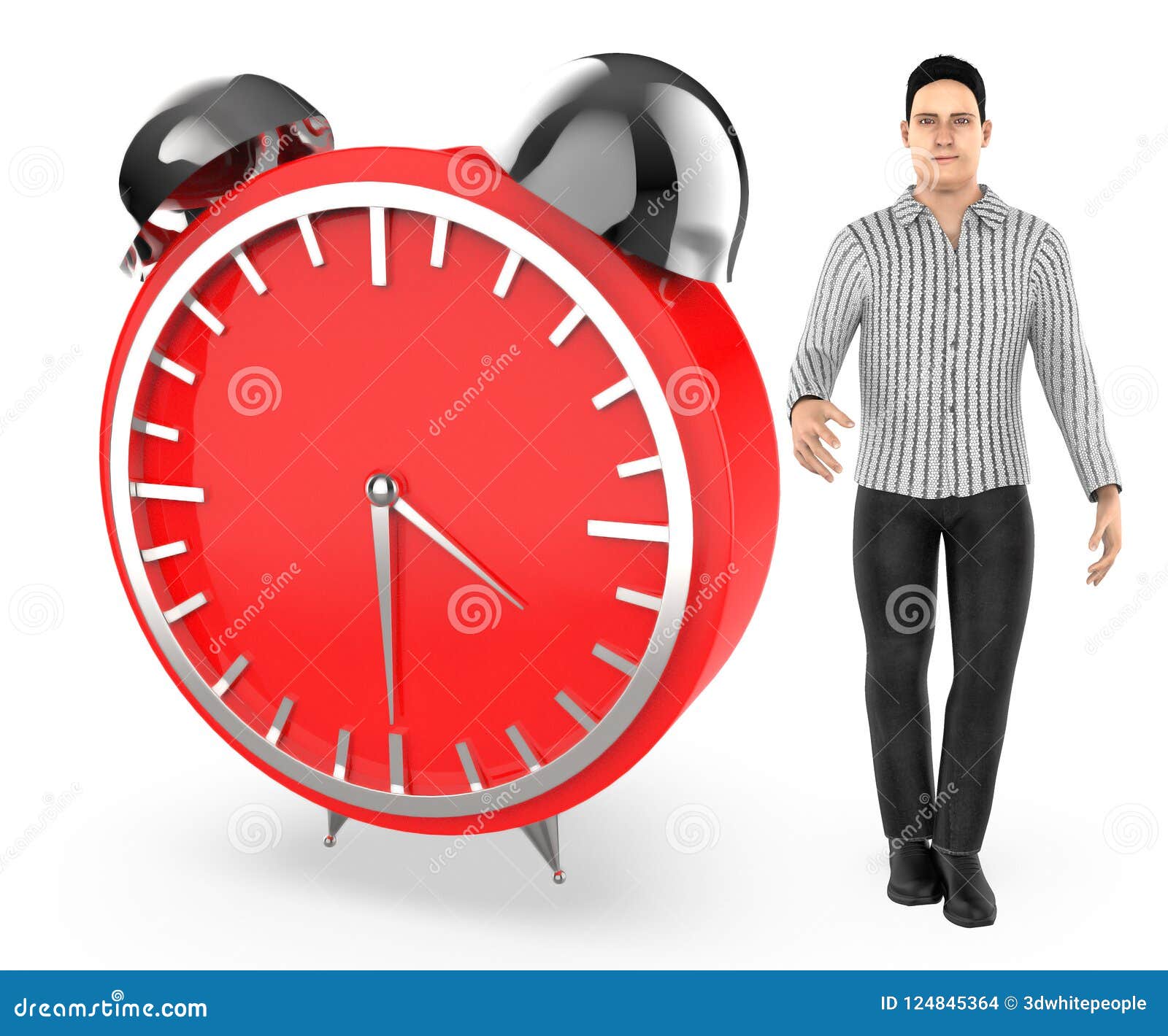 3d Character , Man and a Clock Stock Illustration Illustration of