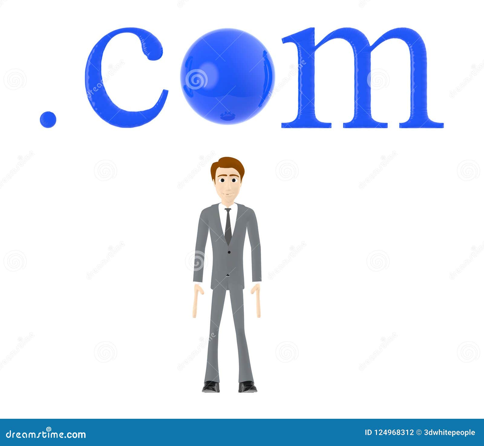 3d Character Man Com Text Stock Illustration Illustration Of Connecting Sign 124968312
