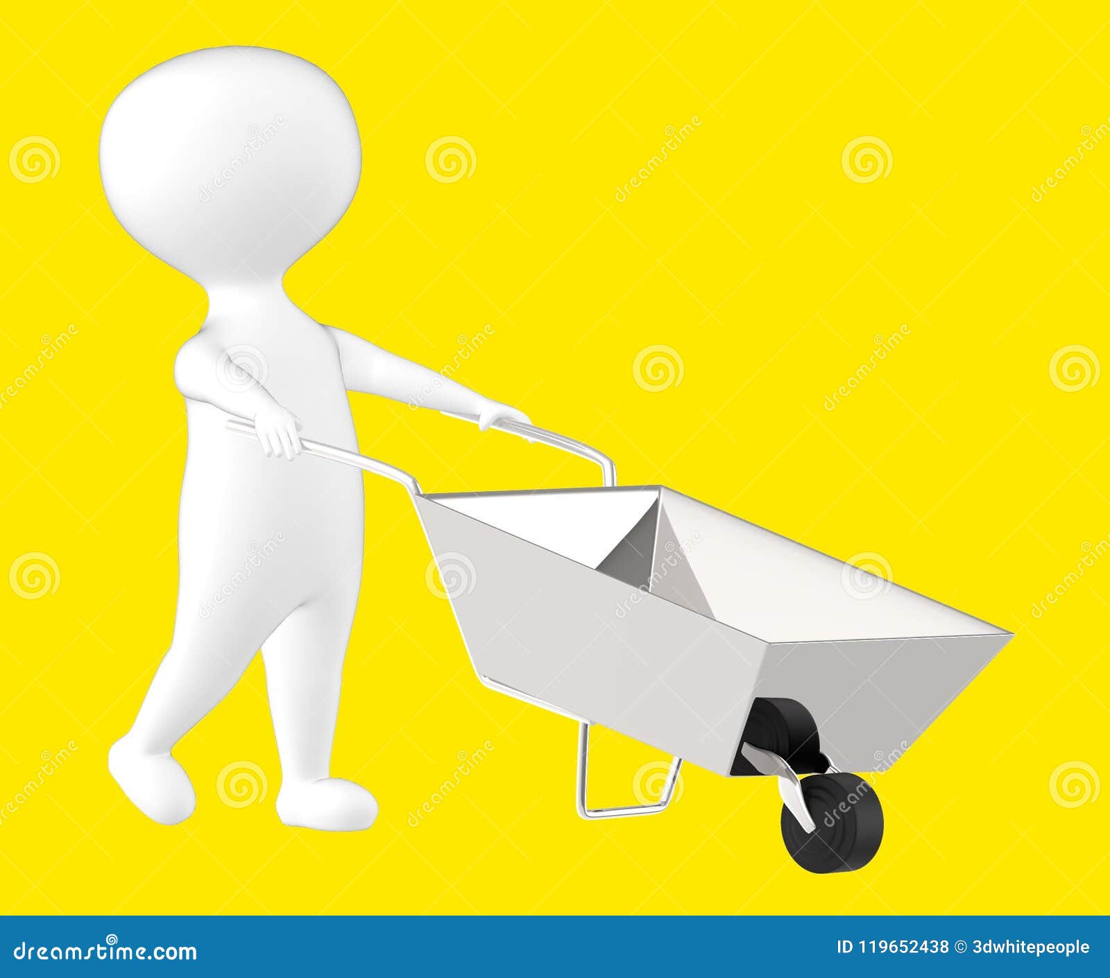 3d Character , Man Moving a Wheelbarrow, Stock Illustration Illustration of builder