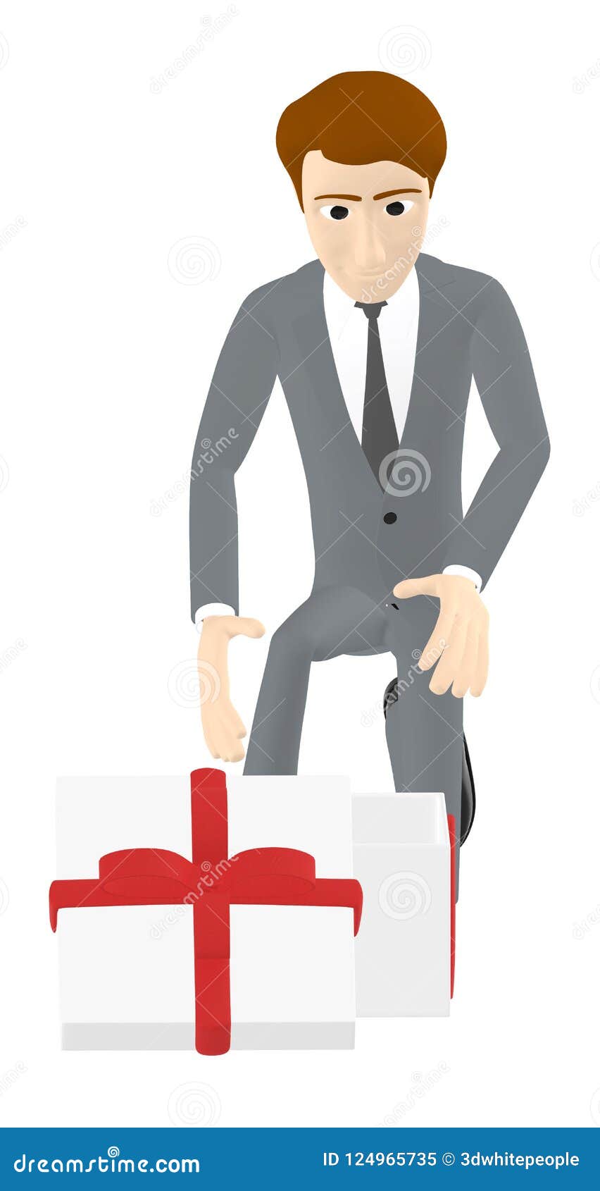 3d Character , Man and a Opened Gift Box Stock Illustration ...
