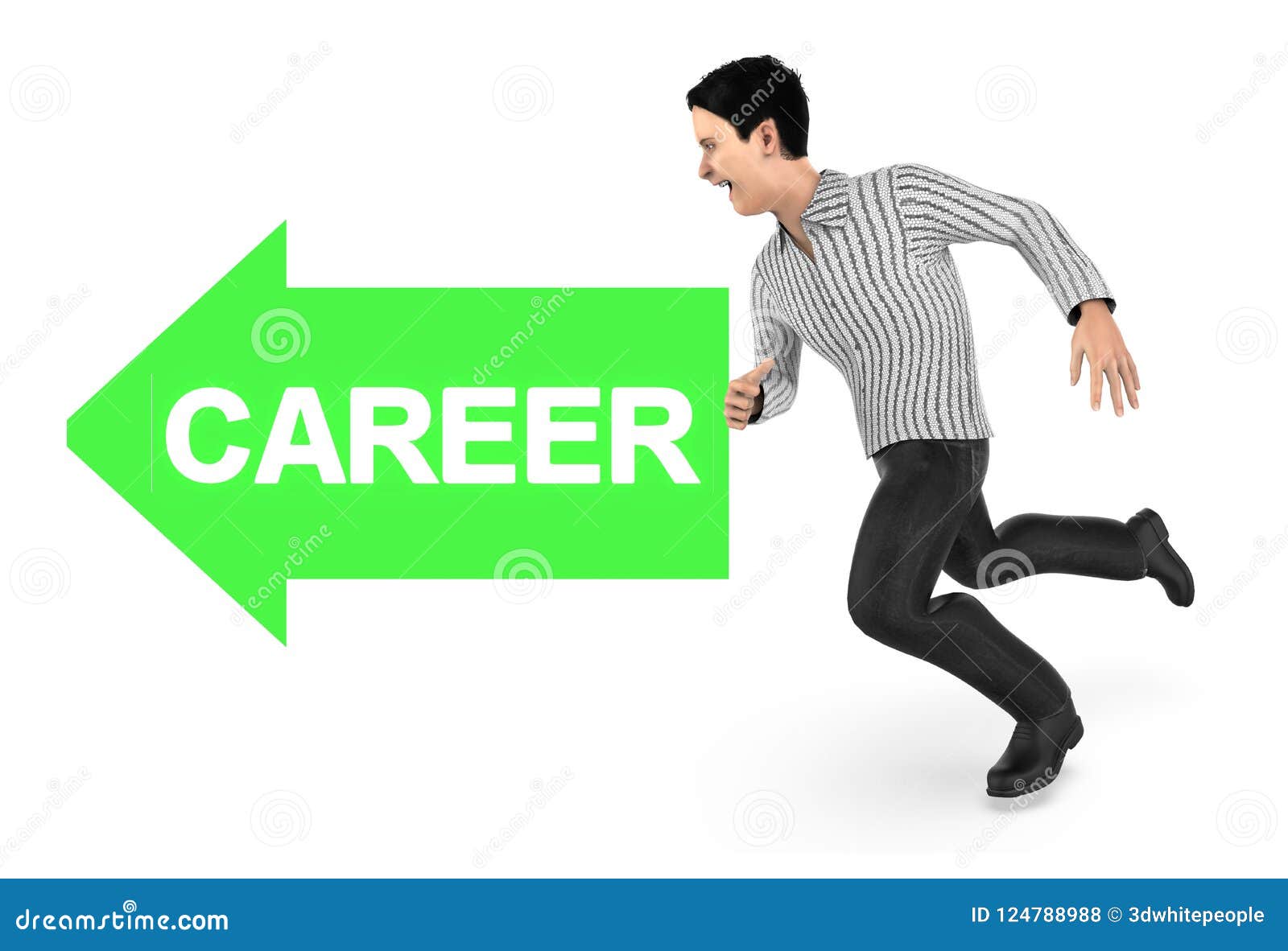 3d Character , Man Running , Careers Text Displayed Arrow Stock ...