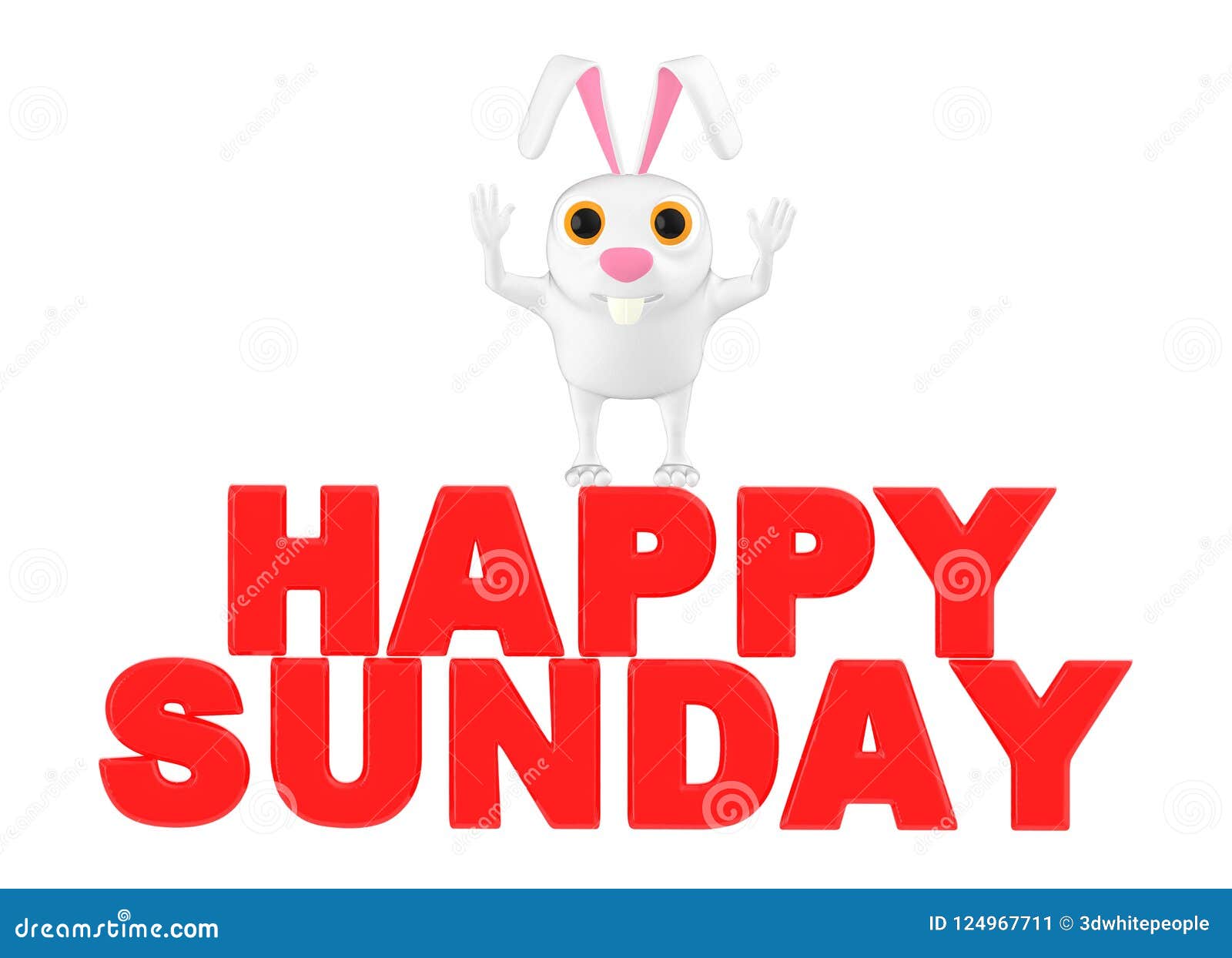 3d Character , Rabbit , Happy Sunday Stock Illustration - Illustration of  rest, people: 124967711