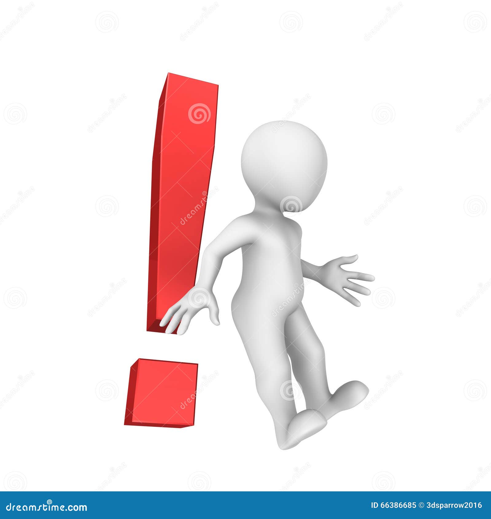 3d Abstract Human with a Red Exclamation Mark Stock Illustration ...