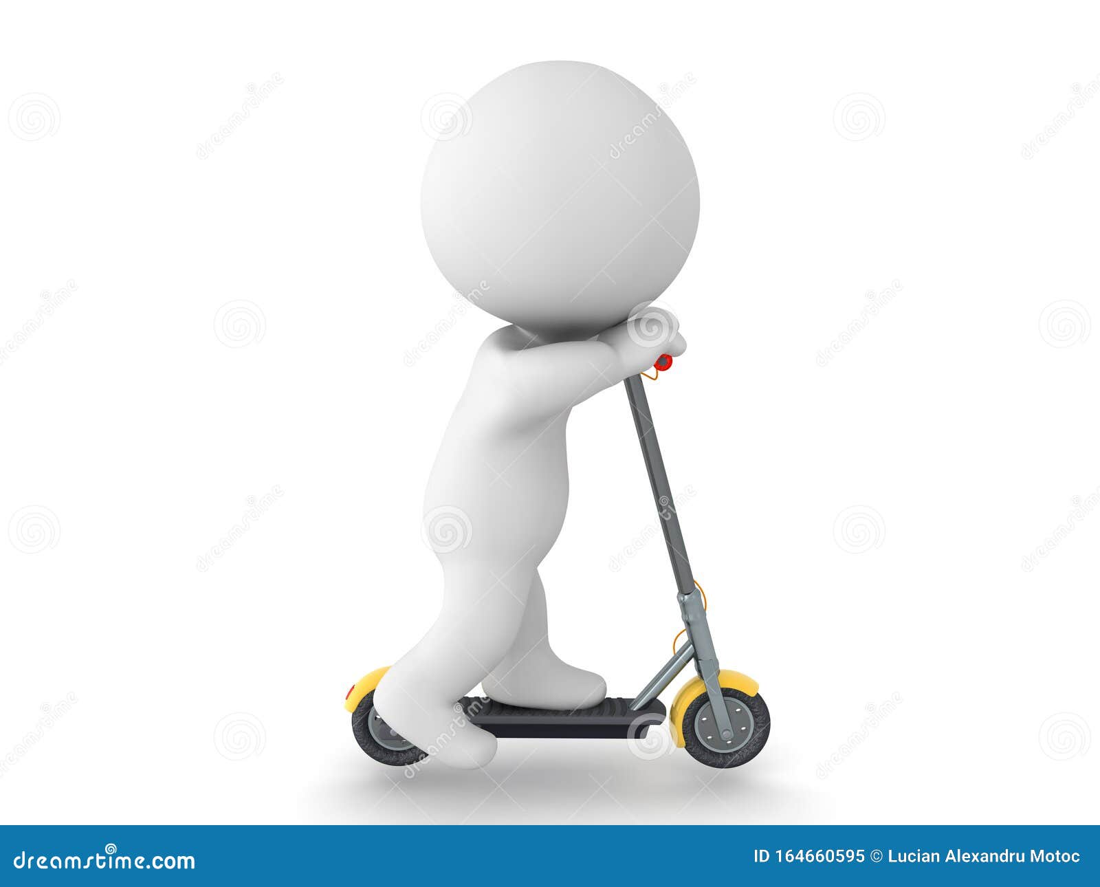 3D Character Riding Scooter Stock Illustration Illustration of white, happy 164660595