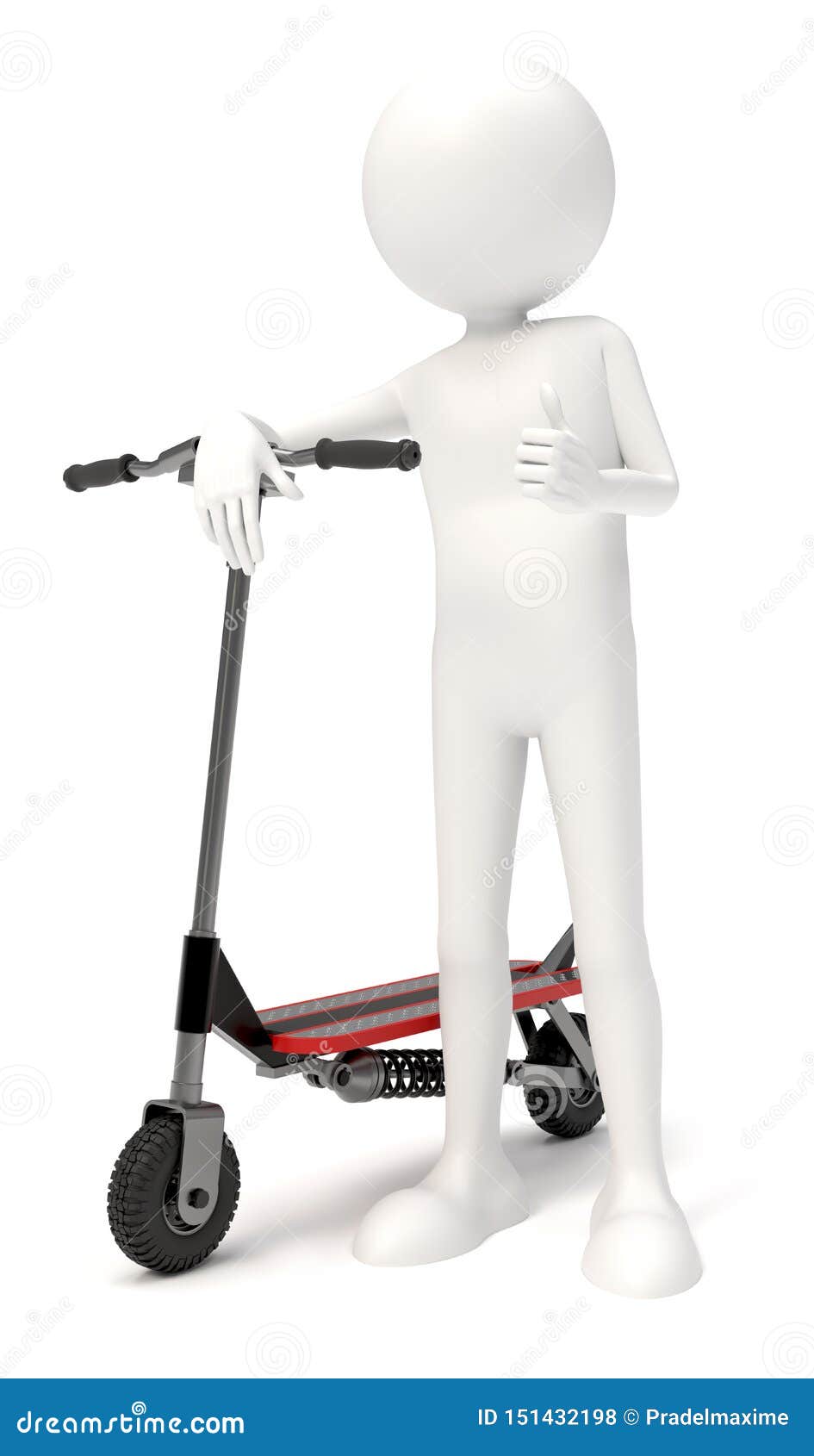 3D Character with a Scooter Stock Illustration Illustration of healthy, wheel 151432198