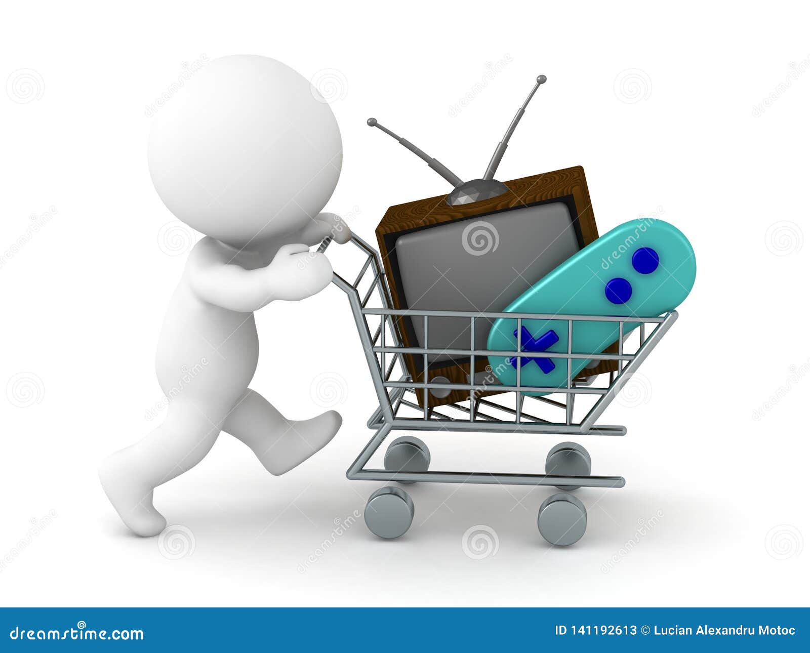 3D Character Shopping for Retro Video Games Stock Illustration -  Illustration of shopping, isolated: 141192613