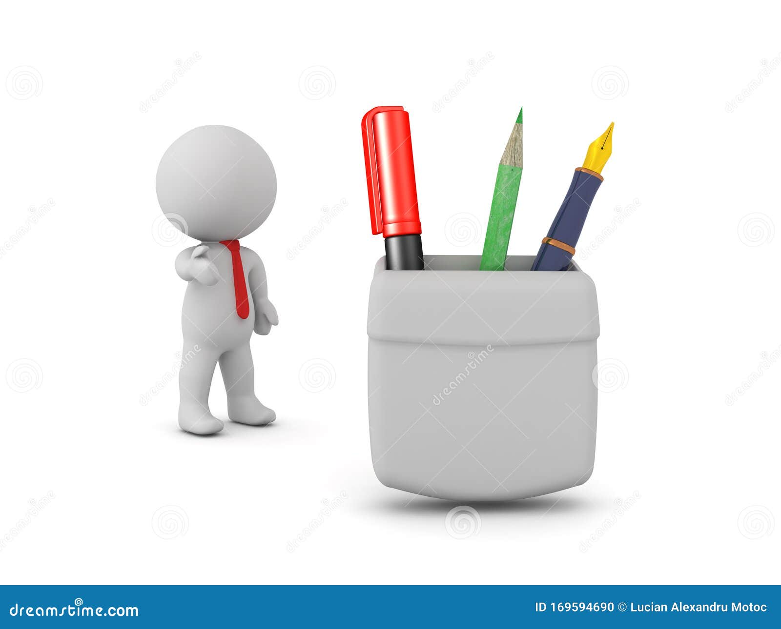 3D Character Showing Pocket Protector Stock Illustration Illustration