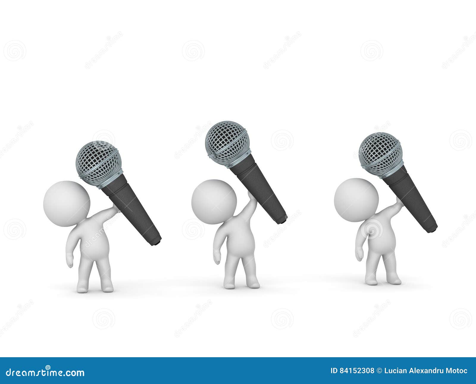 3D Characters with Microphones Stock Illustration Illustration of