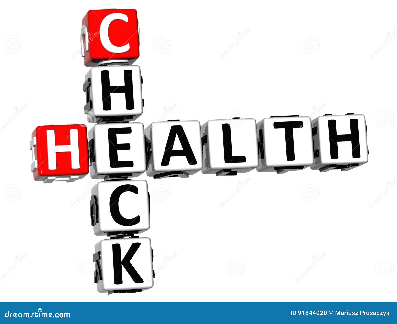 3d check health crossword on white background