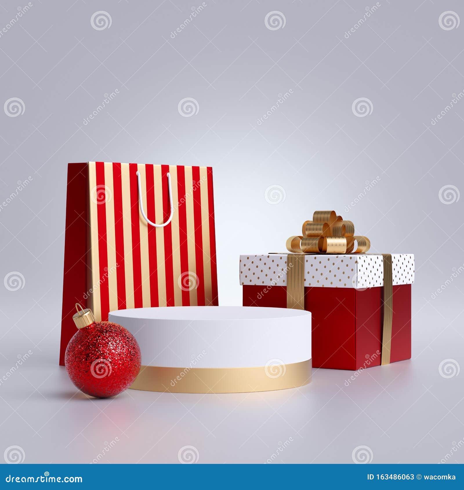 Download 3d Christmas Commercial Mockup. Shopping Bag, Round Podium ...
