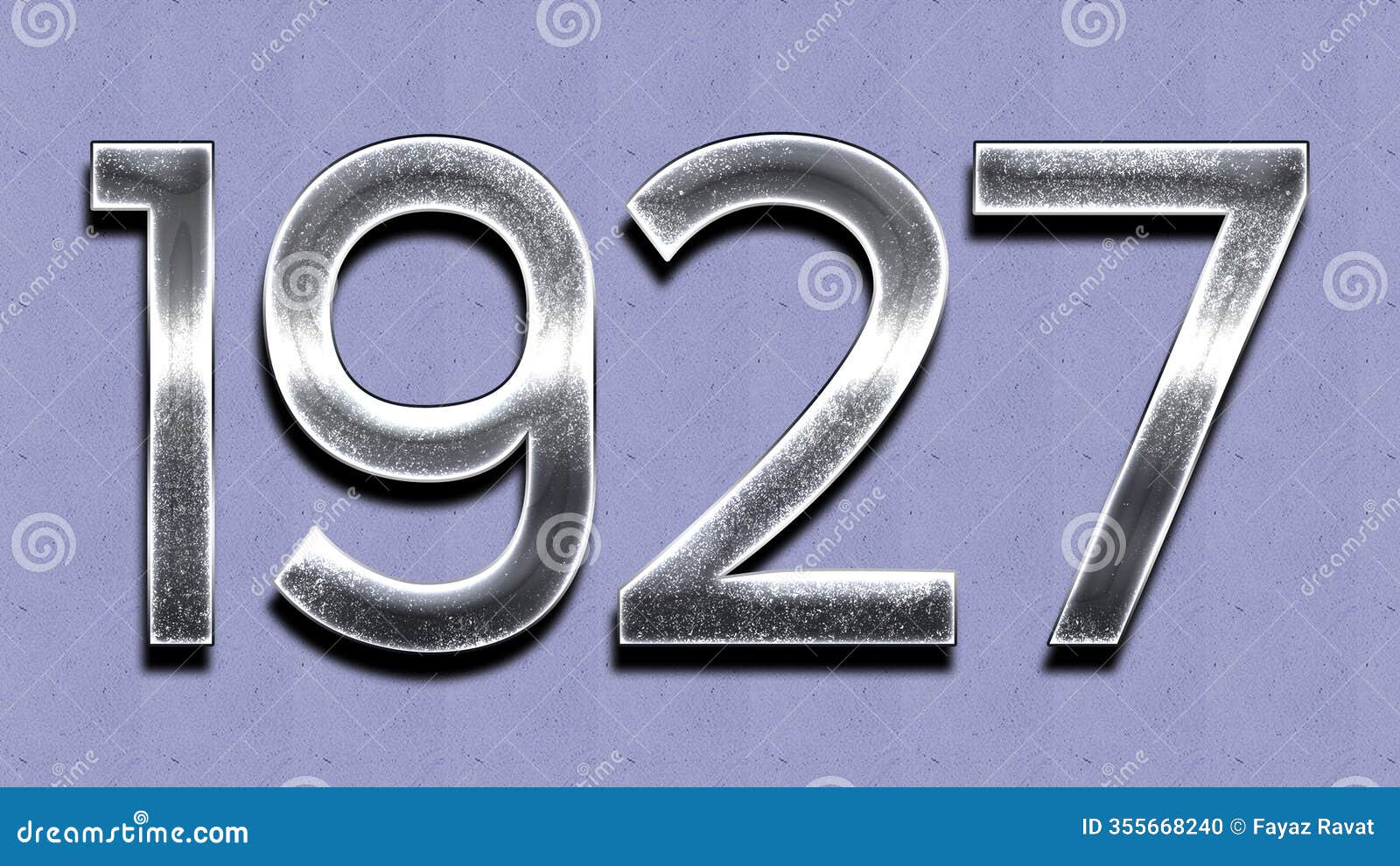 3d chrome number  of 1927 on purple wall.