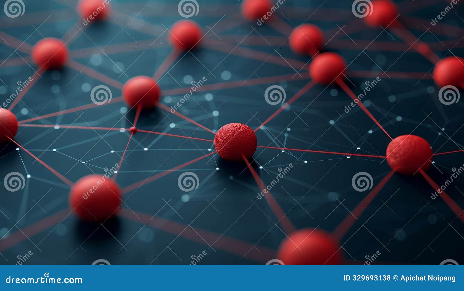 3d clay render of a network diagram showing organizational structure,  on a navy background