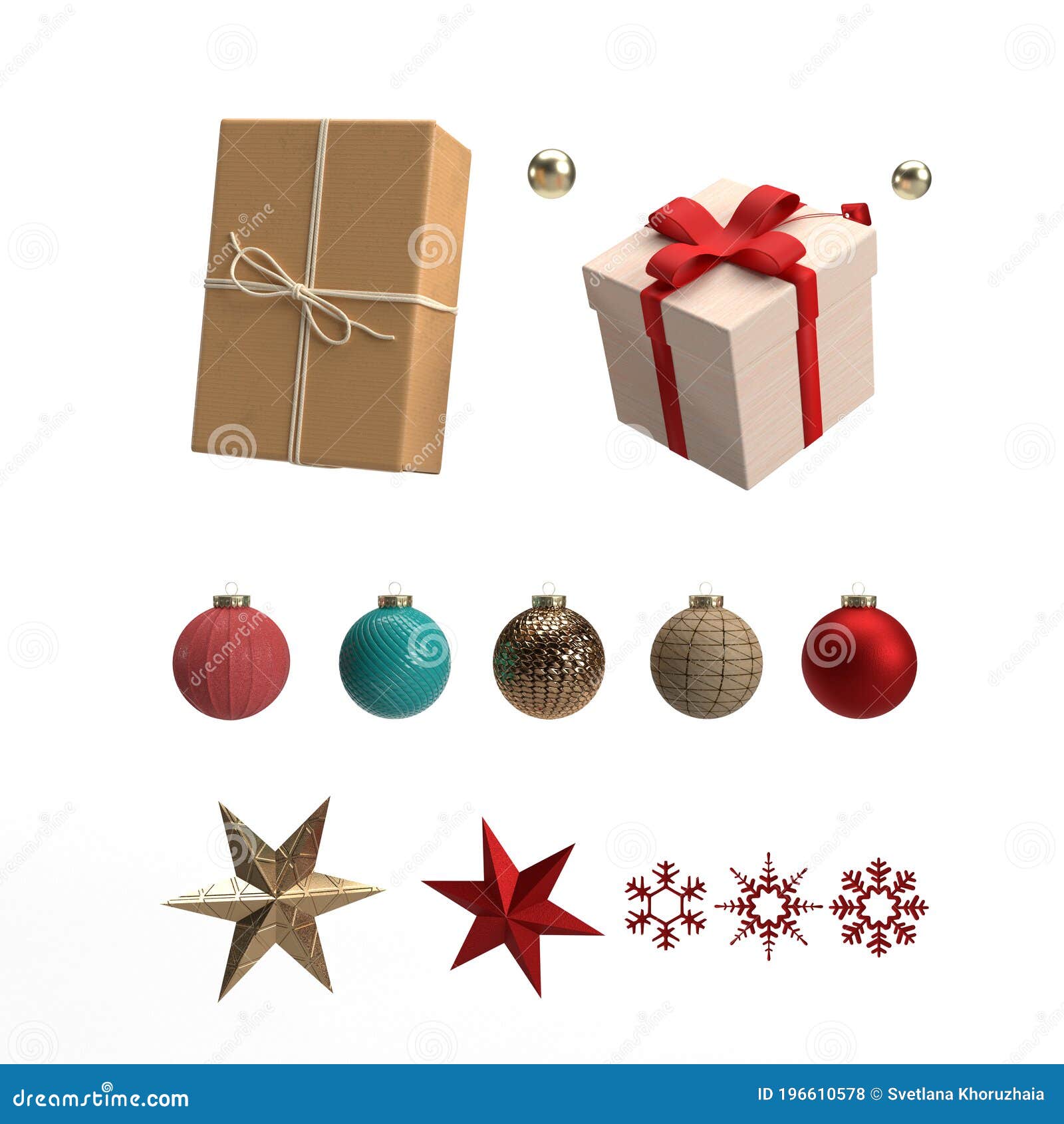 3d Clip Art De Natal. Conjunto De Elementos Decorativos De Natal Sobre  Fundo Branco Foto de Stock - Imagem de natal, objetos: 196610578