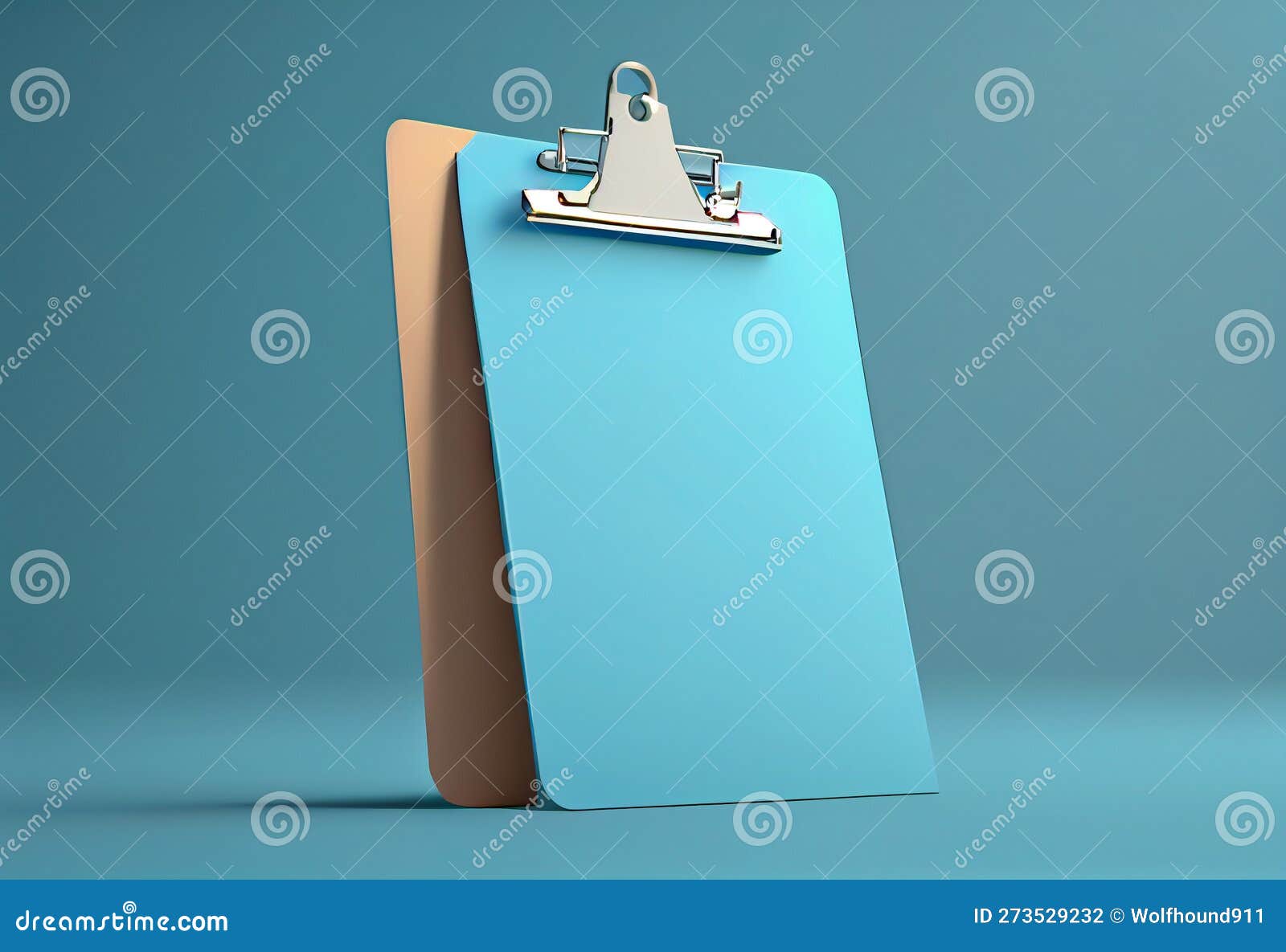 3D Clipboard on Blue Background. Generate Ai. Stock Illustration