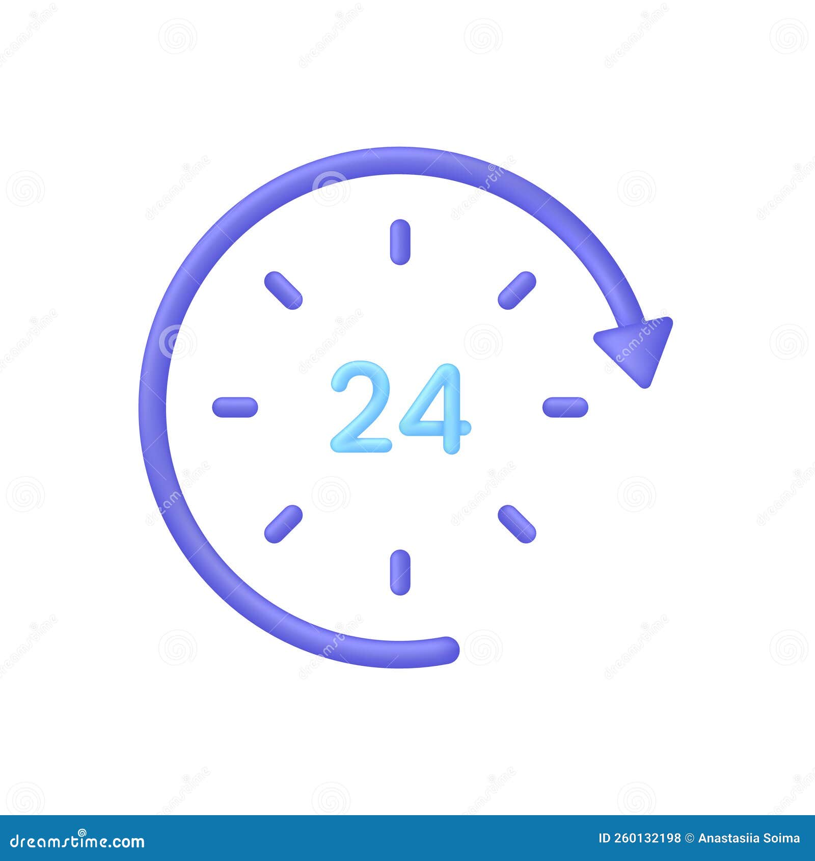 3d clock icon. 24 hours. passage of time time-keeping and measurement of time. time period concept.