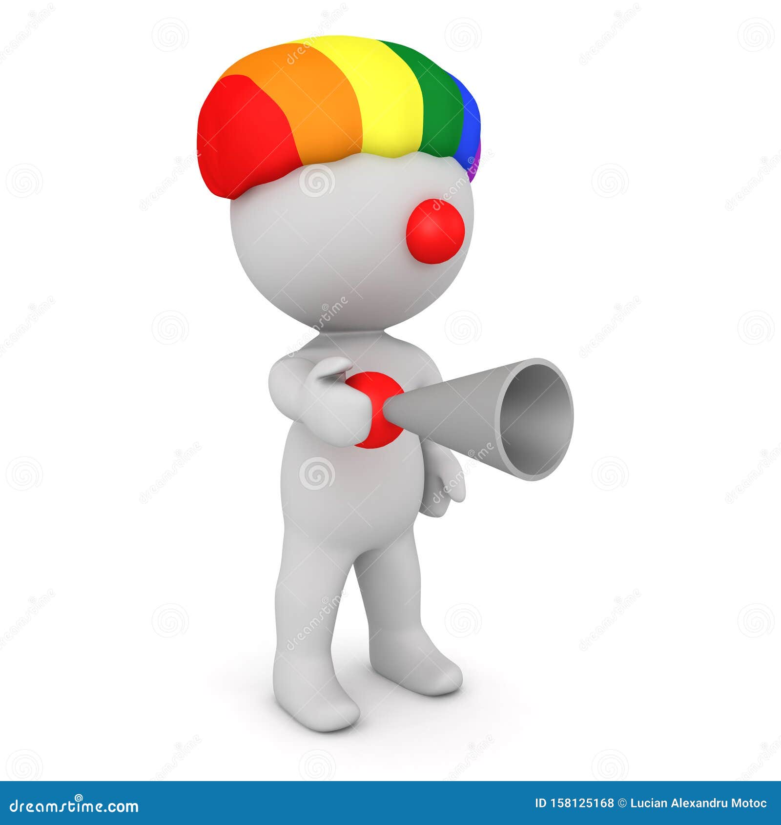 3D Clown Mit Regenbogenpern Und Hupe Stock Abbildung - Illustration von  zeichen, bunt: 158125168