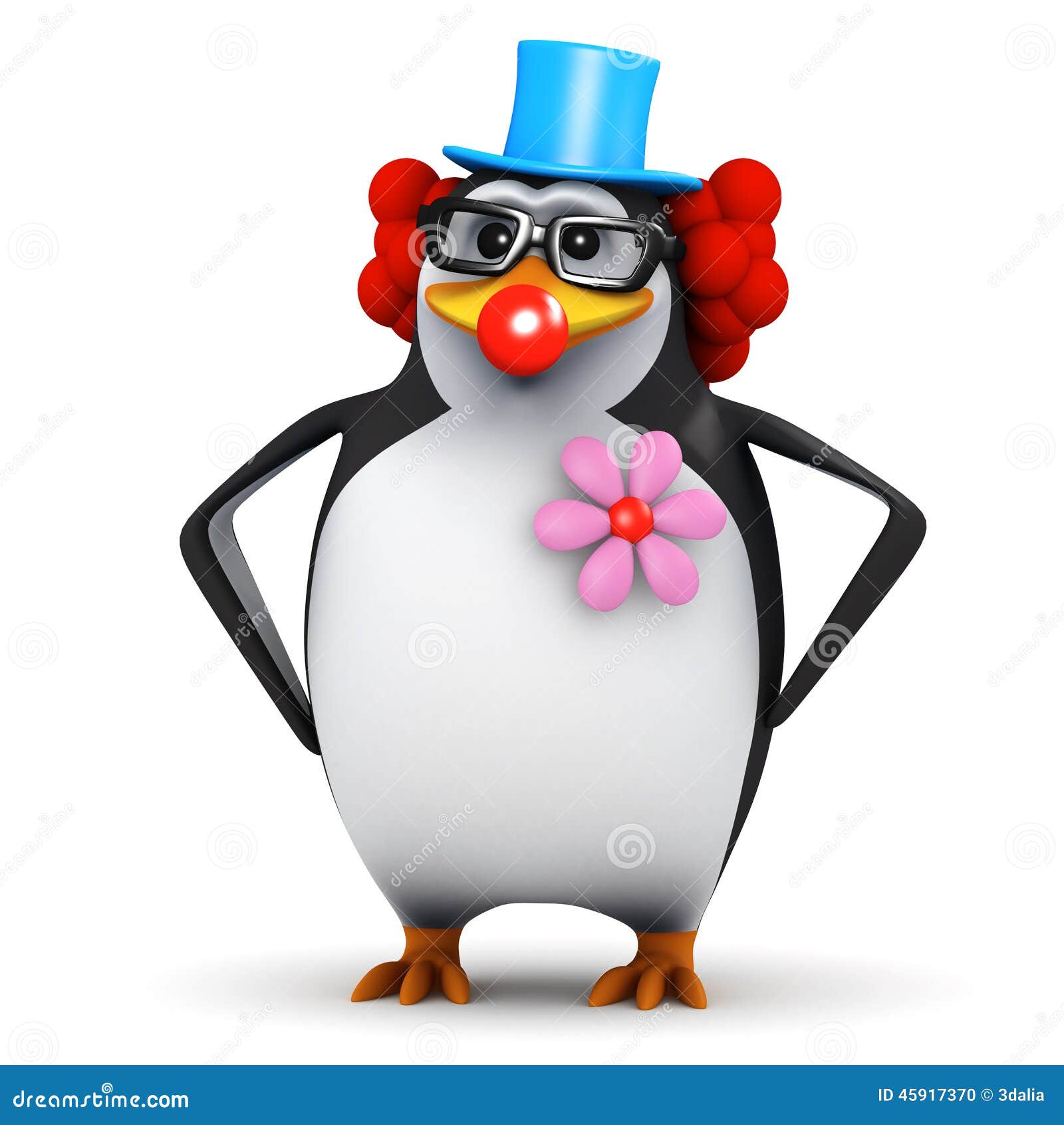 3d Clown penguin stock illustration. Illustration of joker 45917370