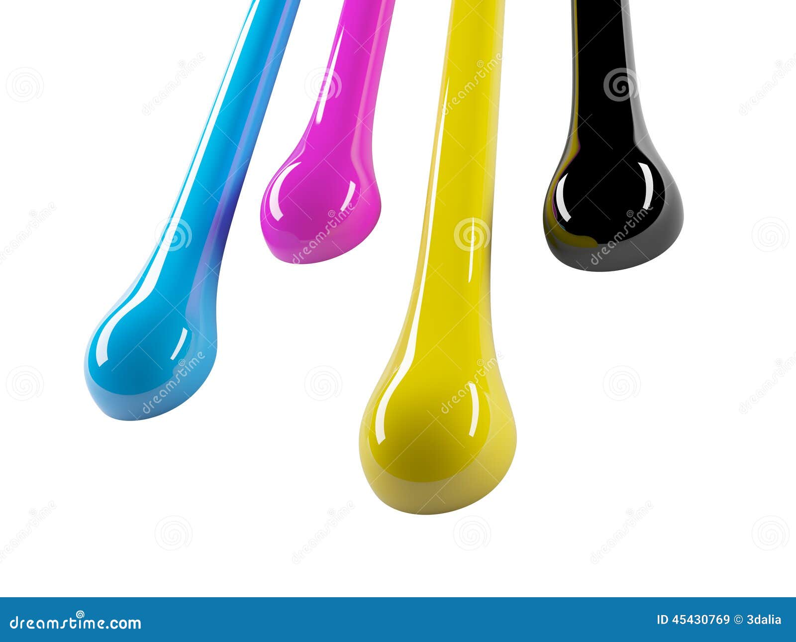3d CMYK colored paint runs stock illustration. Illustration of yellow