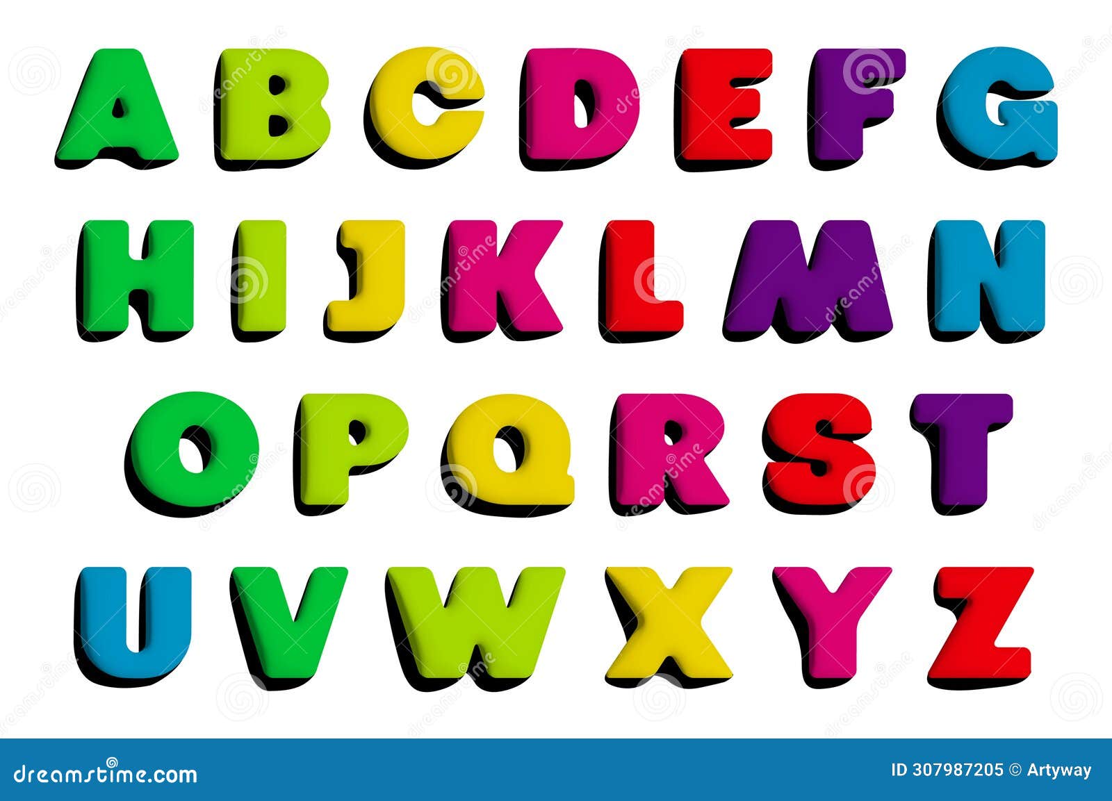 3D Colorful Alphabet, Playful Learning Font. Bold, Vibrant Letters For