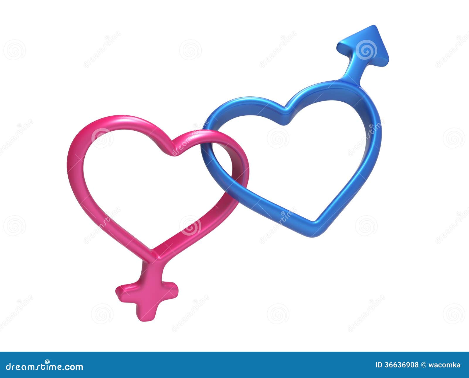 3d Colorful Hearts Gender Symbols Linked Together Stock