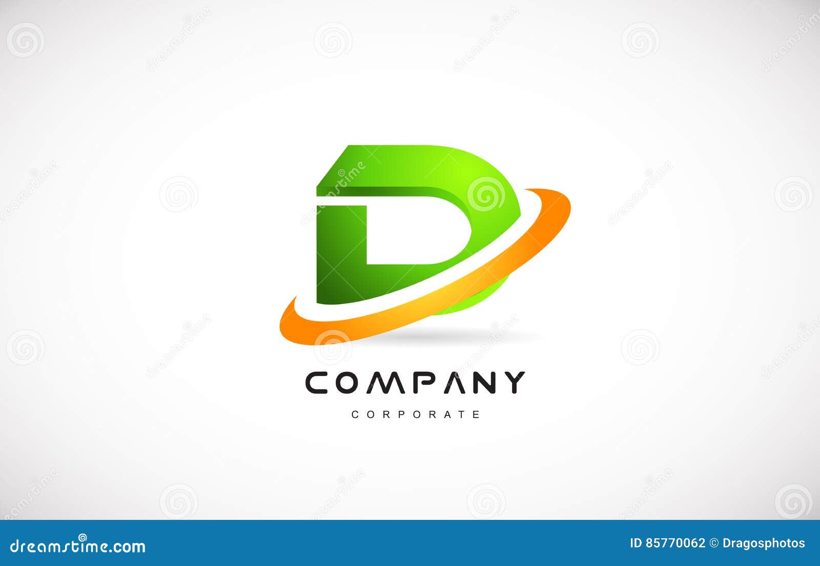 D Company Logo Green Letter Alphabet 3d Design Template Stock Vector