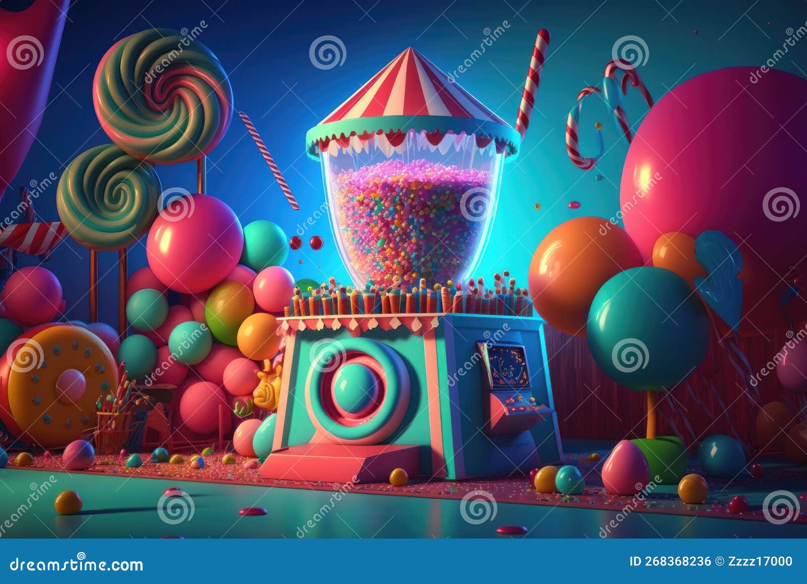 3D Composite CandyFilled Carnival with Games. Generative AI Stock