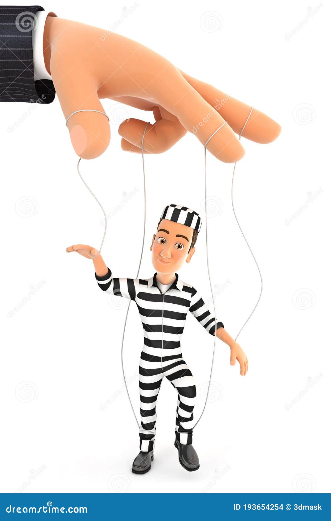 3d convict puppet manipulation concept