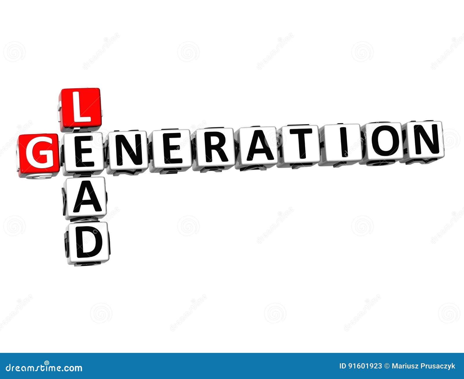 3D Crossword Lead Generation on White Background Stock Illustration