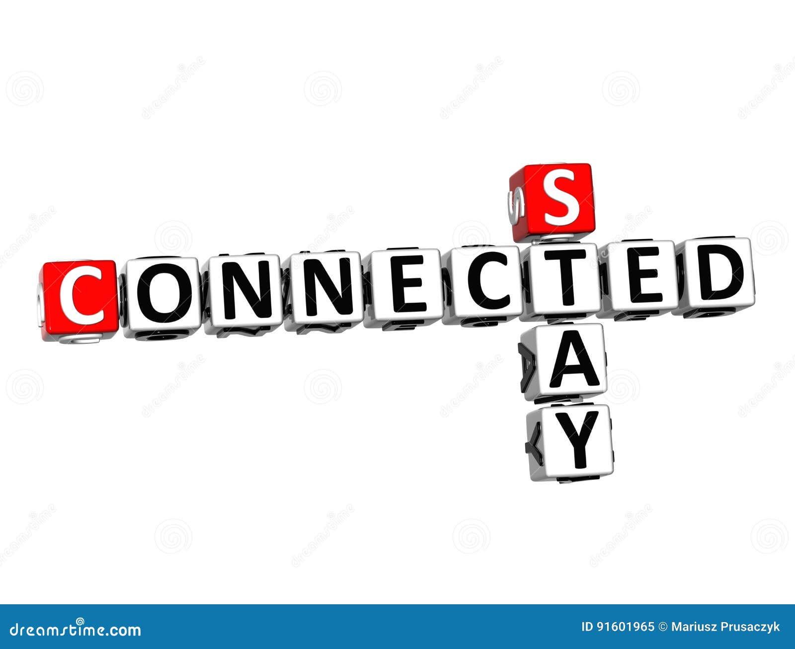 3D Crossword Stay Connected on White Background Stock Illustration