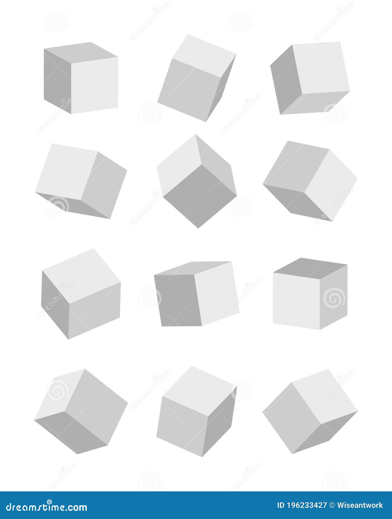 Download 3d Cube. Mockup Of Rectangle Boxs. White Blank Squares. Carton Blocks With Shadow. Perspective ...