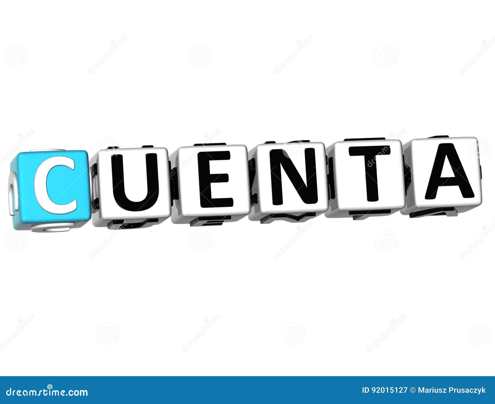 3d cuenta block text on white background