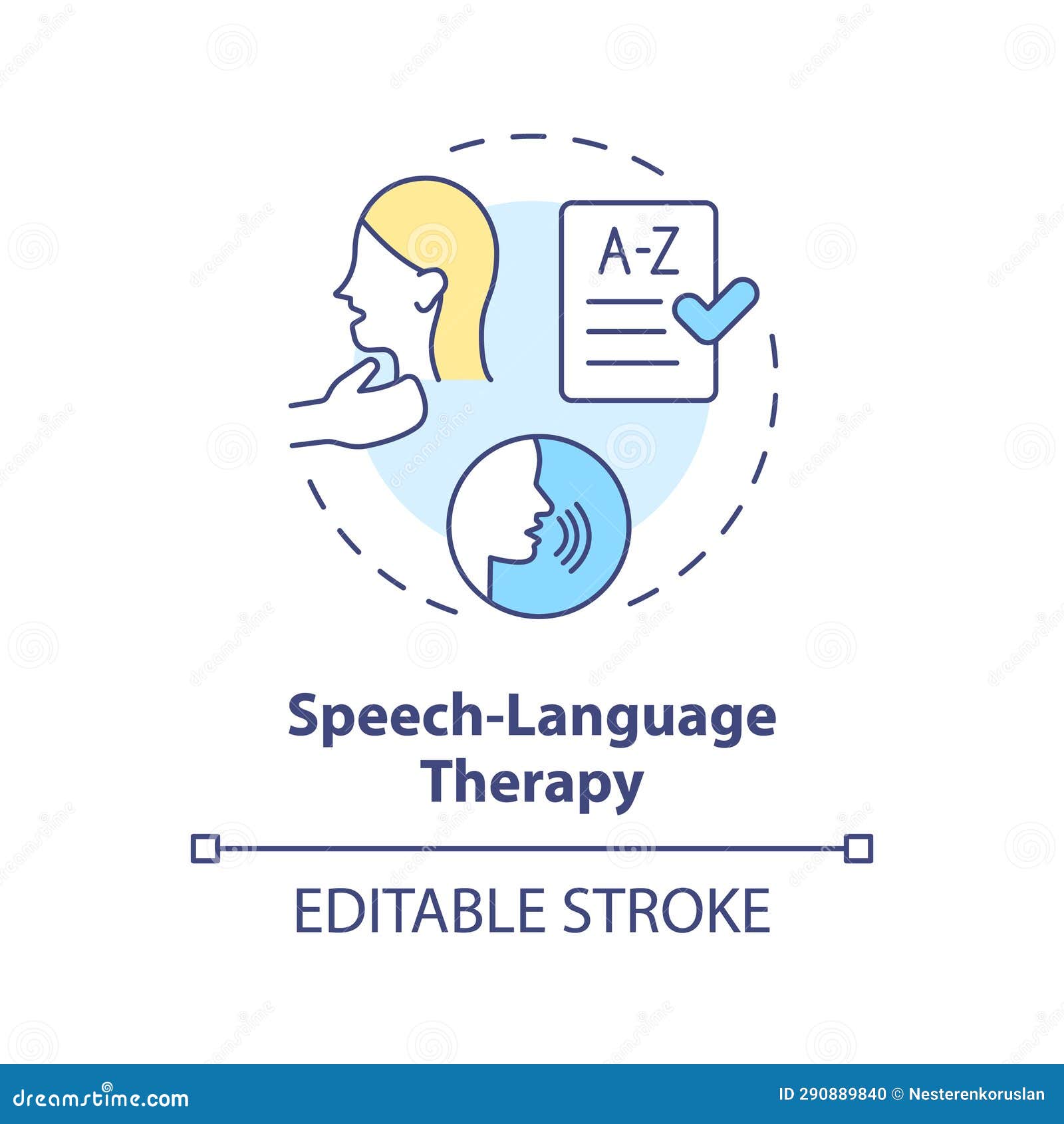 2d customizable line icon speech language therapy concept
