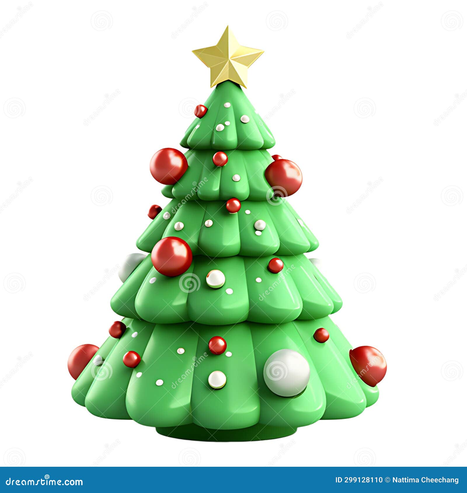 3d Cute Christmas tree stock illustration. Illustration of happy