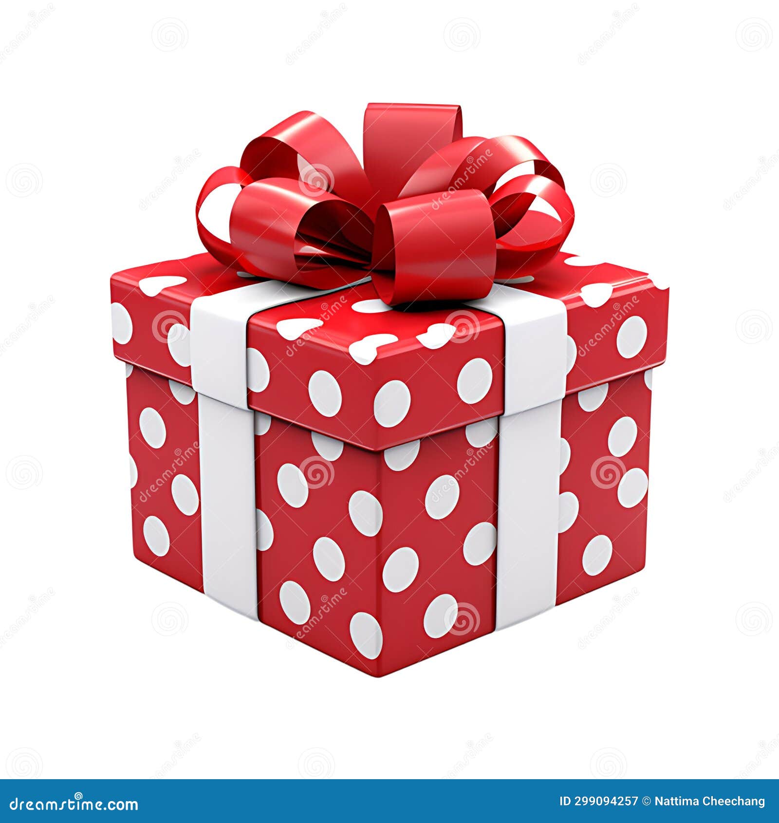 3d Cute Christmas Gift Box on White Background Stock Image Image of
