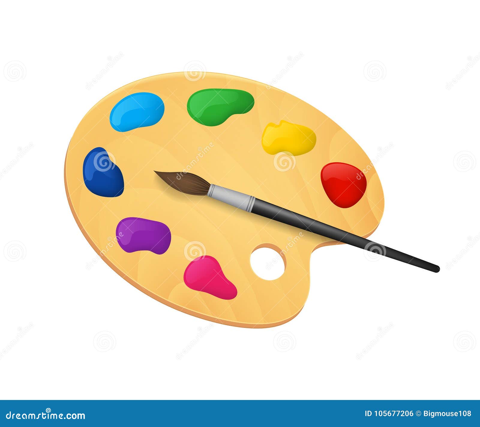 3d Détaillé Réaliste Art Palette En Bois Avec Les Peintures Et La Brosse  Vecteur Illustration de Vecteur - Illustration du palette, concept:  105677206