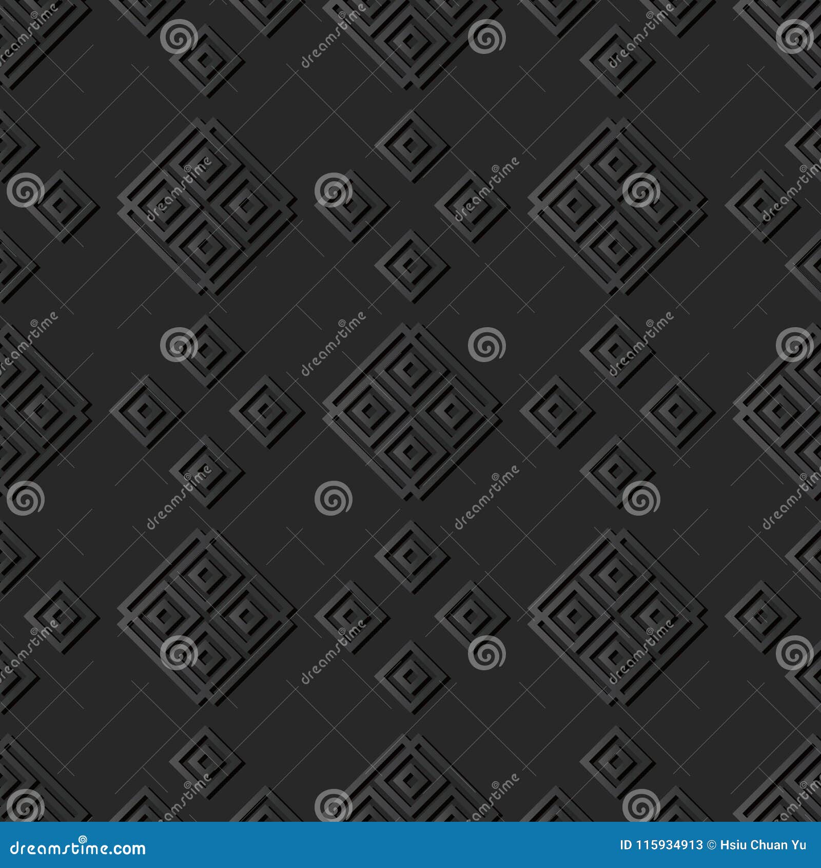 3d dark paper art square check cross tracery spiral frame