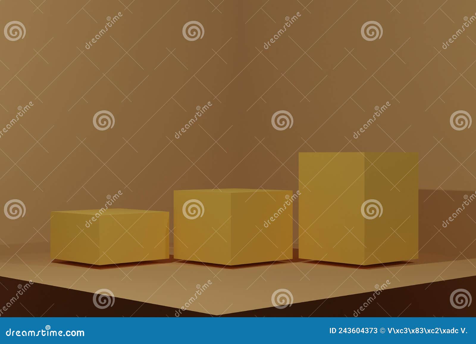 3D-Darstellung. Abstrakter 3D-Raum Mit Gelben, Weißen, Würfelförmigen Stufen,  Podest-Set Stock Abbildung - Illustration von platz, kasten: 243604373