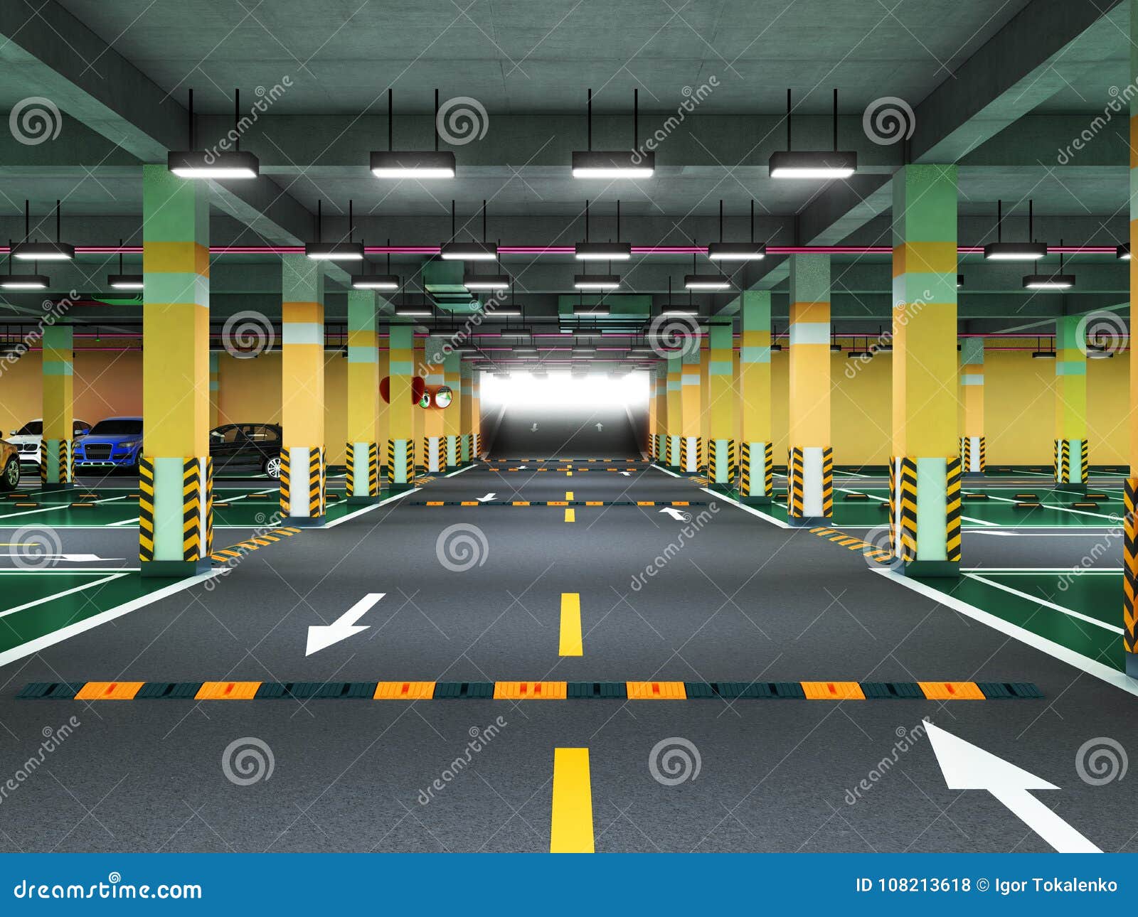 Ilustração 3d Do Estacionamento Subterrâneo Ilustração Stock