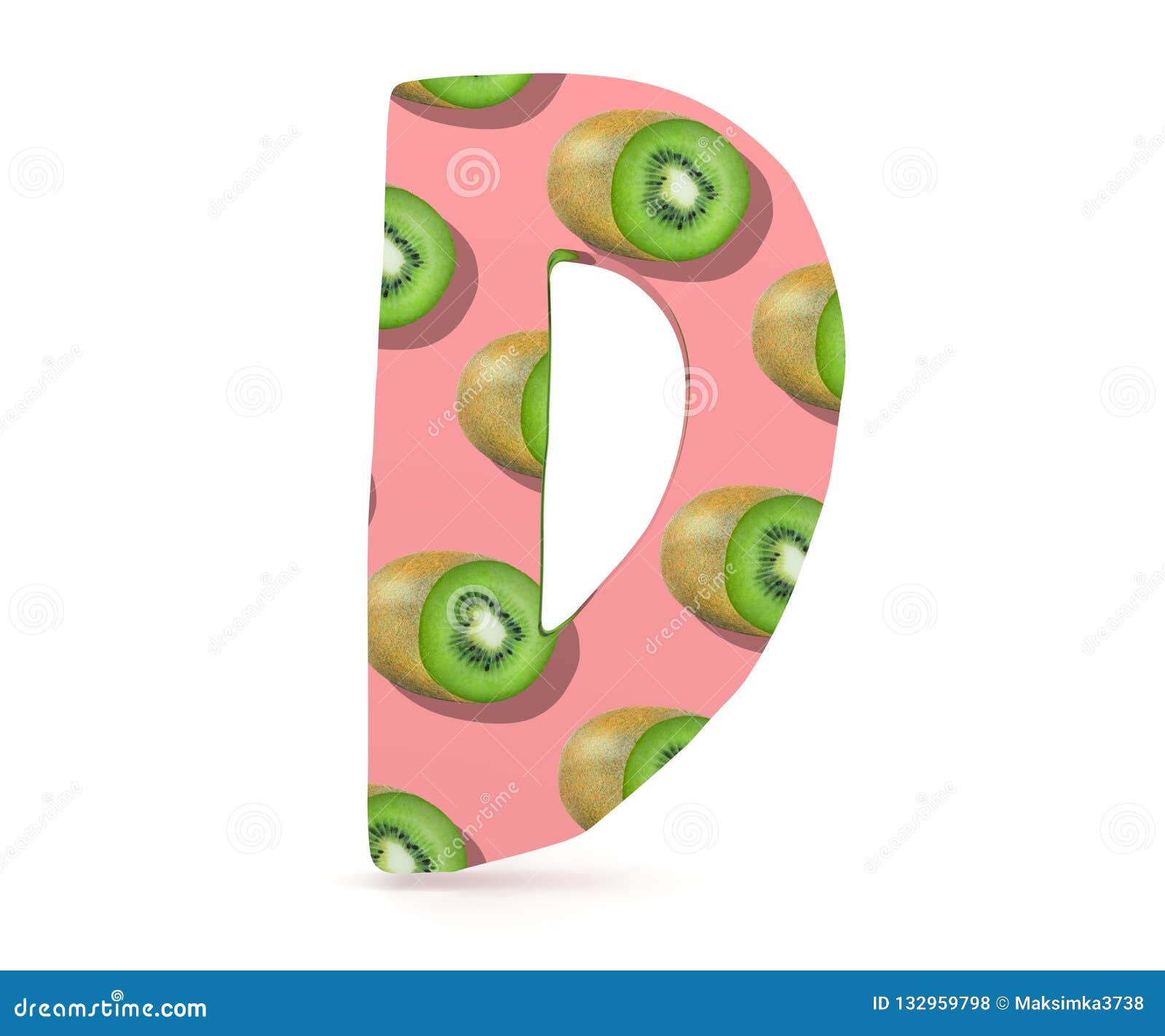 3D Decorative Alphabet, Capital Letter D Used Kiwi Pattern. Stock ...