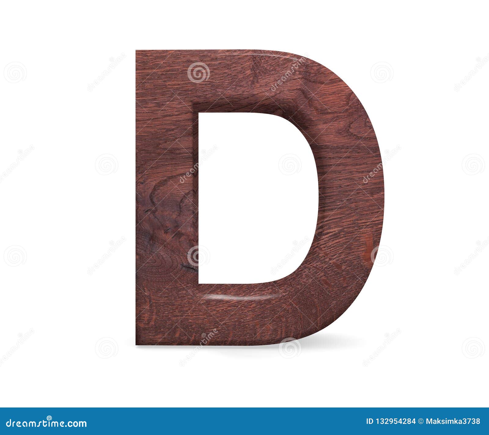 3D Decorative Brown Polished Wooden Alphabet, Capital Letter D. Stock ...