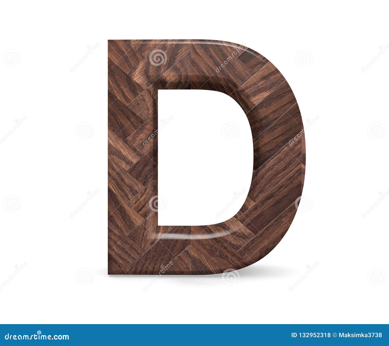 3D Decorative Wooden Alphabet, Capital Letter D. Stock Illustration ...