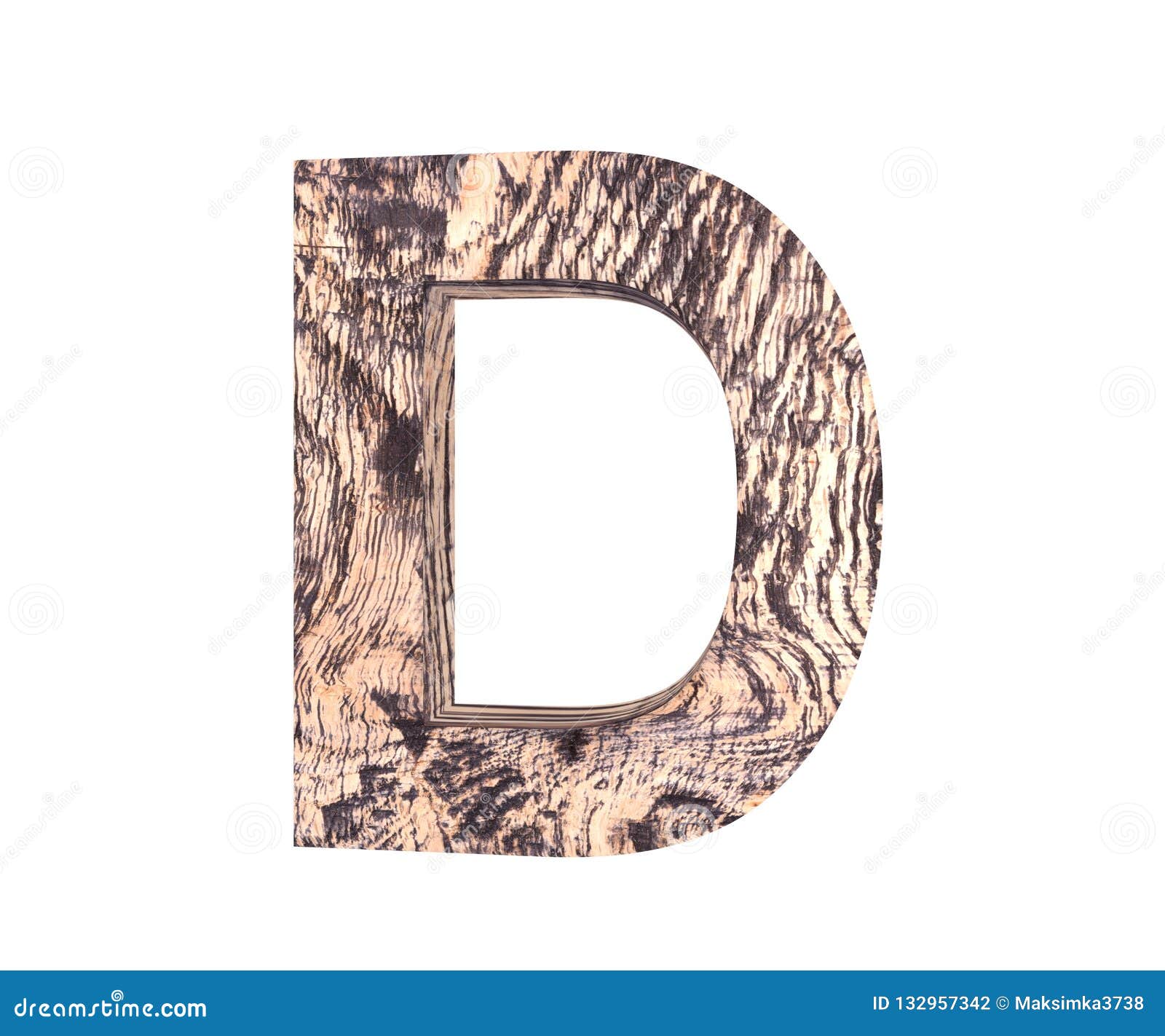 3D Decorative Wooden Alphabet, Capital Letter D. Stock Photo Image of