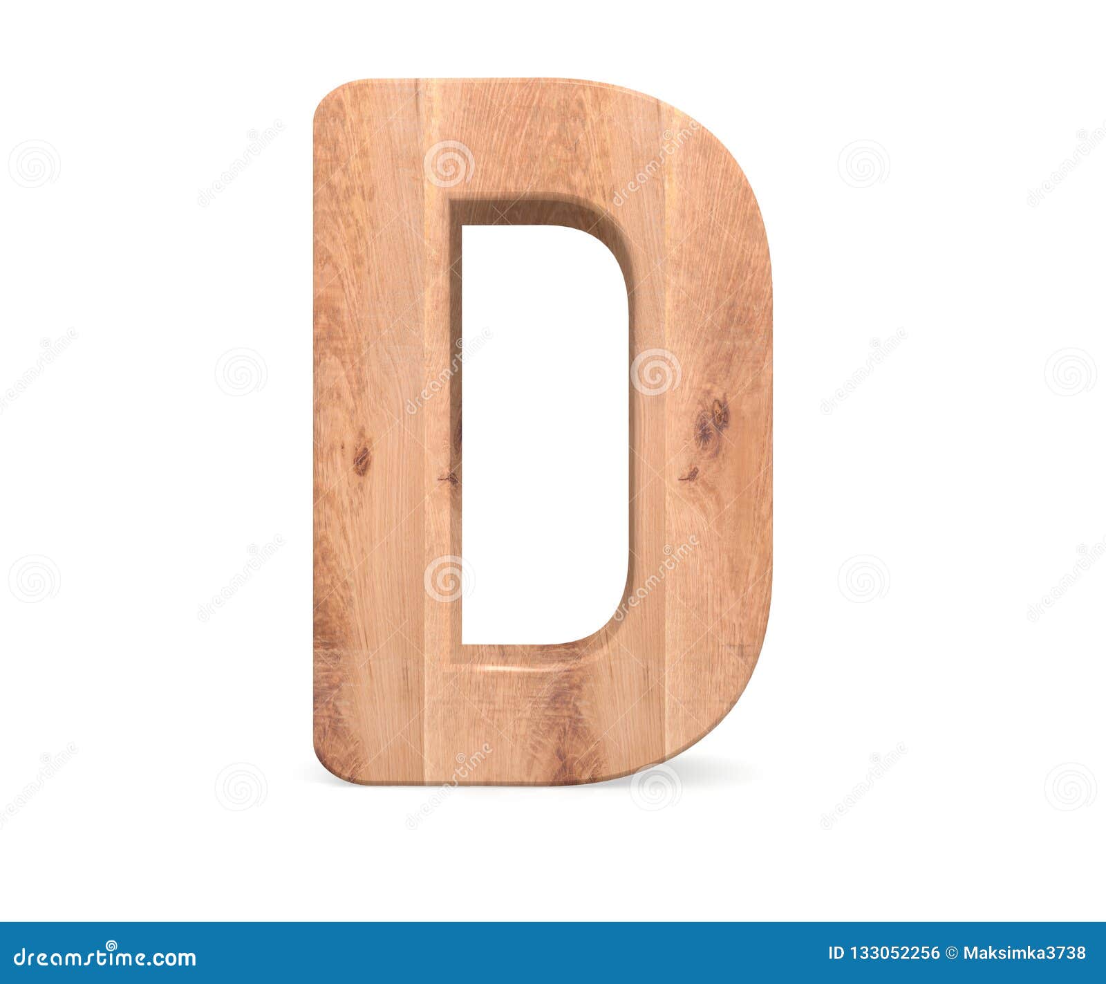 3D Decorative Wooden Alphabet, Capital Letter D. Stock Illustration ...
