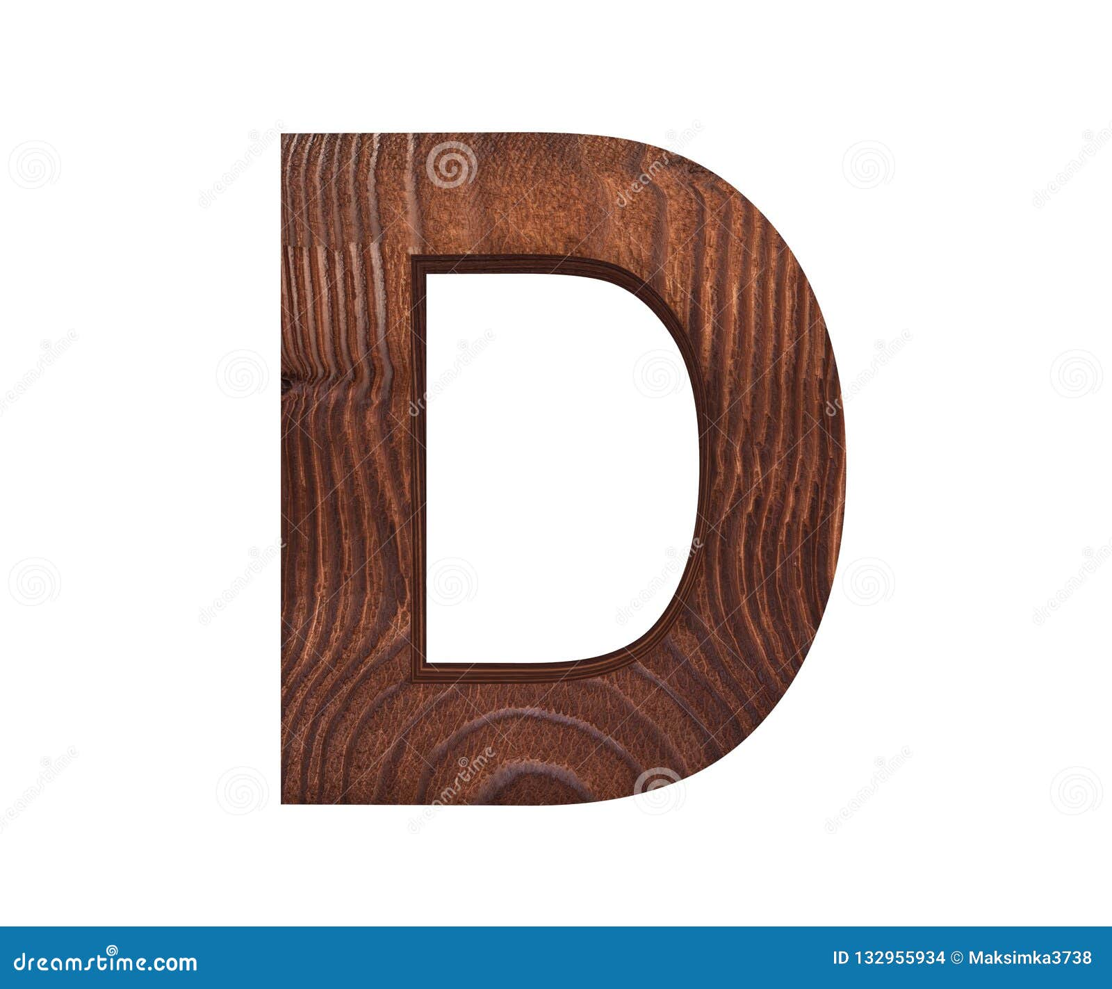 3D Decorative Wooden Alphabet, Capital Letter D. Stock Photo - Image of ...